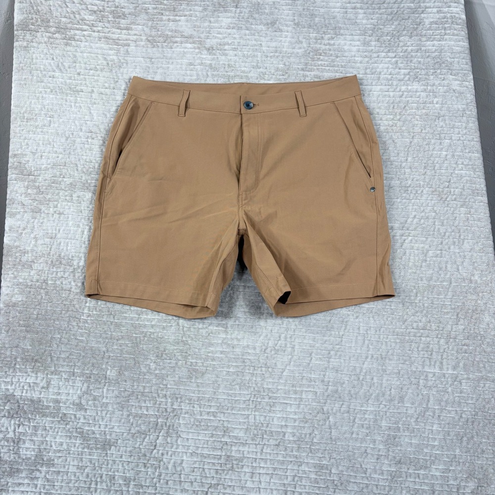 Vuori Aim Shorts Mens 36 Dark Khaki Tan Technical Performance V379-S